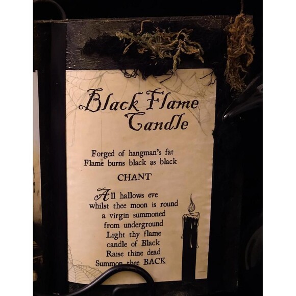BLACK FLAME CANDLE Spell Book Halloween Spooky Witch Decor - Picture 3 of 6